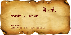 Mazák Arion névjegykártya